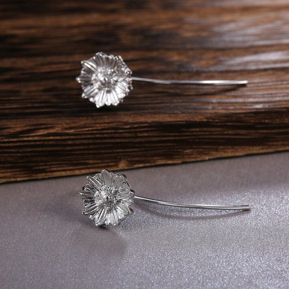 Fun Flower Earrings 925 Silver - Picture 5 of 5